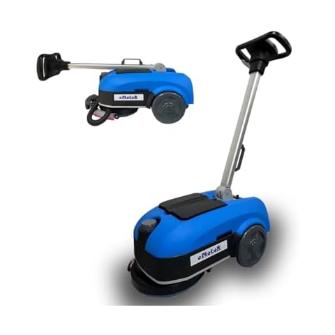 Emotor Portable Commercial Floor Scrubber Machine,Walk Behind Automatical Floor Scrubber, Powerful 240W Brush Motor w/ 2.38 Gallon/9L Recovery Tank, 360 Degree Rotation Squeegee Cover