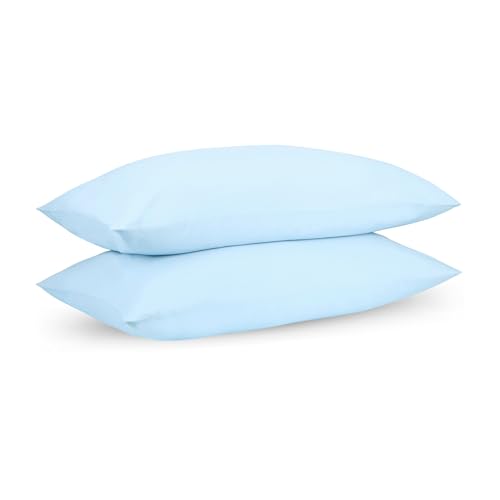 Image of Blue Summer Percale Cotton Cooling Bedsheet Set - 100% Cotton, Soft & Breathable, Bedsheet 106x106 in + Pillow Covers 18x27 in, Premium Bed Linen for All Seasons
