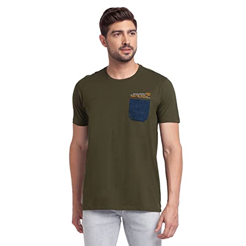 Image of Spykar Rifle Green Mens T-Shirts (Size: 2XL)-MKT-02BBFT-232-RIFLE Green