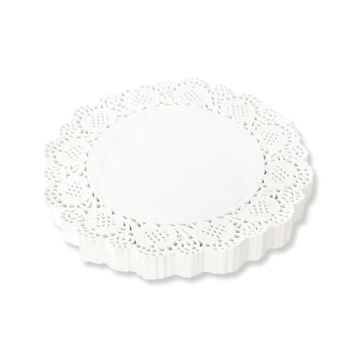 Batheidon 100 Piezas blondas Papel Blanco Tapetes de Encaje, 3,5 Pulgadas, Tapetes Redondos para Decoración de Alimentos, Bodas, Cumpleaños, Pasteles y Postres, Vajilla Desechable y Elegante
