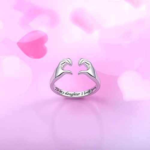 Fookduoduo Hug Rings for Women Sterling Silver Adjustable Love Ring Always with You Jewelry Rings Couples Bands Hugging Ring for Women Teen Girls2