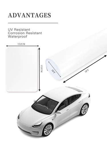 Image of Vinyl Wrap Film for Cars, 5ft x 5ft Matte White Car Vinyl Wrap Roll for Car Body Protection, Scratch Resistance with Air Release Technology (Matte White)