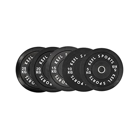 KEFL Sports Olympic Bumper Plate Black Pairs for Weight Lifting, Strength Training, Multi Gym, 5kg-25kg Pairs (5kg) Cover