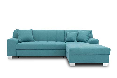 DOMO. Collection Capri Ecksofa | Eckcouch in L-Form mit Schlaffunktion, Polsterecke Schlafsofa, türkis, 239x152x75 cm