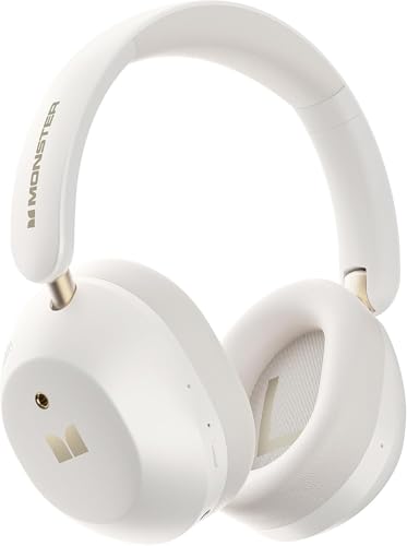 Monster MS Persona6W Auriculares ANC Inalámbricos, Bluetooth 6.0, Cancelación Activa de Ruido, 60 Horas, HiFi Estéreo, 3 Modos de Ecualización, Blanco