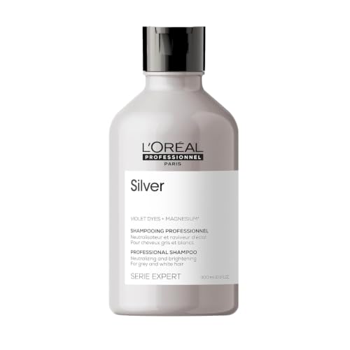 L'Oréal Professionnel Serie Expert Silver, Champú Profesional Neutralizador de Reflejos Amarillos, Canas, Cabello Blanco o Rubio Platino, Enriquecido con Magnesio y Aminoácidos, Brillo Intenso, 300ml