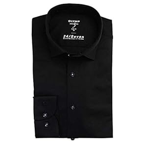 OLYMP Level 5 Body Fit overhemd 24/7, rookblauw tricot Strijkvriendelijk