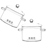 Happyyami Cacerola de Vidrio de 1500ml Resistente al Calor para Braisar Sopa y Pollo, Juego de 2 Piezas con Tapa Transparente Adecuado para Restaurante y Tienda de Alimentos