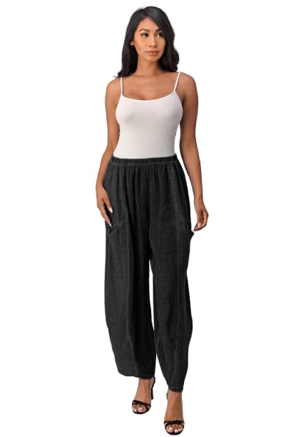 Straight Cotton Linen Pants with Pockets