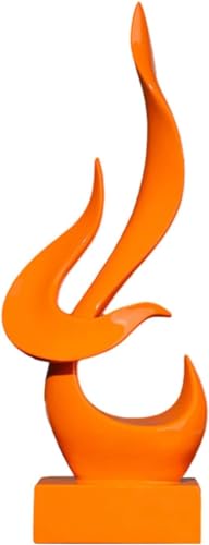 Estatua Abstracta Llama Decorativa en Resina Naranja miniatura 3