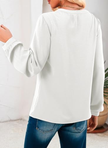 Dokotoo Womens Tops Dressy Casual Blouses Business Work Button Down Shirts V Neck Long Sleeve Shirts - image 2