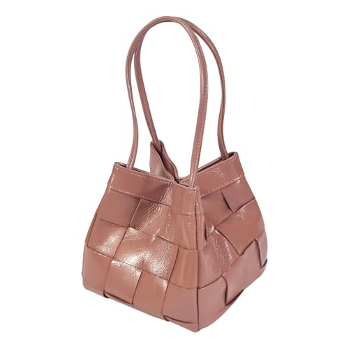 Woven Pattern Leather Handbags Stylish Leather Shoulder Purse Handbags Top Handle Bags Genuine Leather Handbags