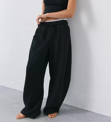 Barrel Sweatpants for Women Baggy Low Rise Wide Leg Sweat Pants Teen Girls Cute Casual Lounge Sweatpants with Pockets4