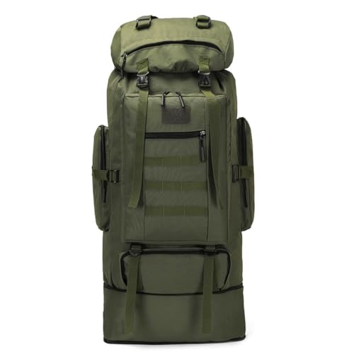 Mochila Tática Militar 70L Impermeável Acampamento Trilha Viagem Montanhismo Trekking Aventura Exterior Resistente (Verde)