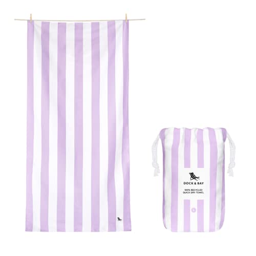 Dock & Bay Beach Towel - Quick Dry, Sand Free - Compact, Lightweight - 100% Recycled - Includes Bag - Cabana Light - Lombok Lilac - Extra Large (200x90cm, 78x35)