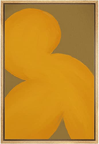 MUDECOR Framed Canvas Print Wall Art Geometric Mid-Century Yellow...