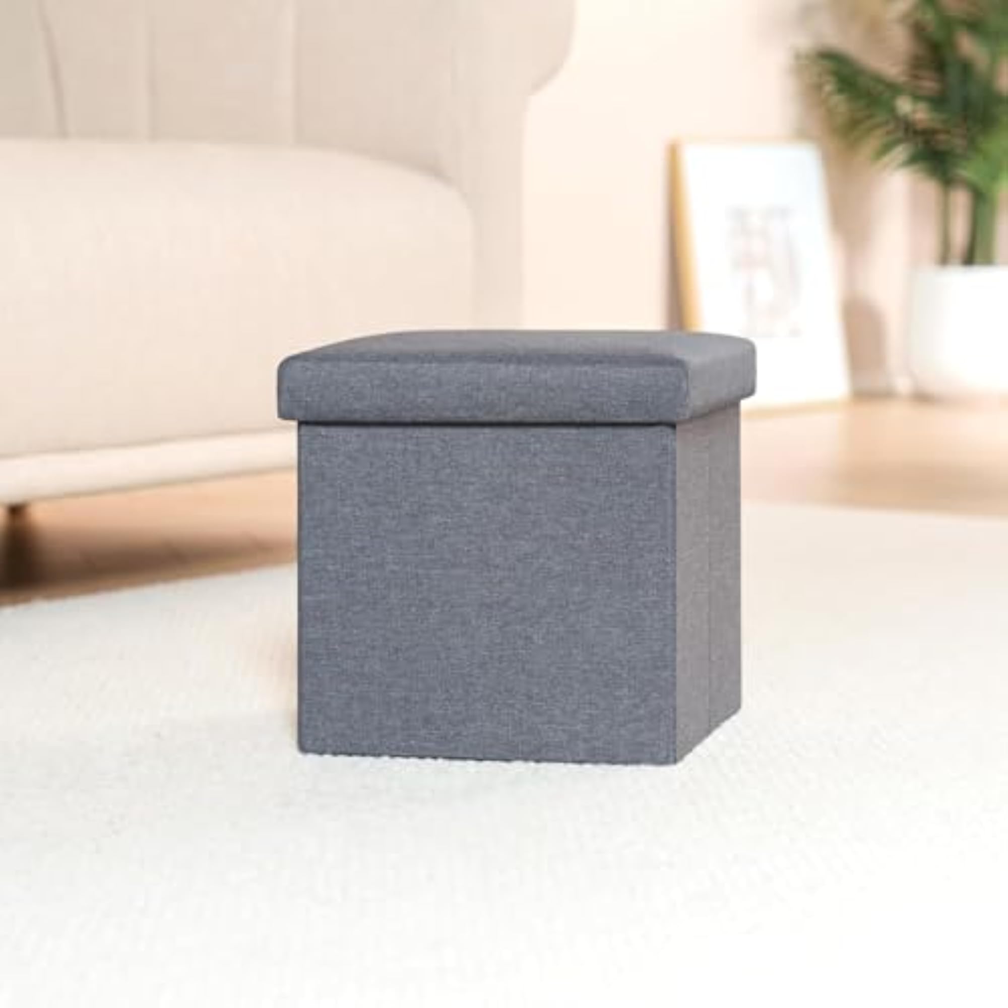 Multipurpose Foldable Storage Ottoman Cube with Cushion Seat