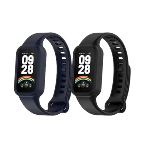 [SHANCHI] [2���Z�b�g] For Xiaomi Band 9 active/Redmi Band 3 �o���h �����x���g ��̌^ ���ی�V���R�� �ʋC���ǍD ���G��ǍD �h�� �h�� �ȈՑ����E���O���\(�u���b�N+�u���[)