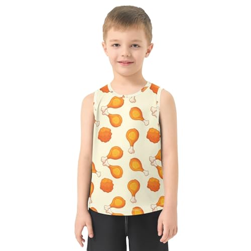 J JOYSAY Fried Chicken Piece Beige Boys Tank Top Sleeveless Muscle Shirts Quick Dry Kids T-Shirts 3-15T2