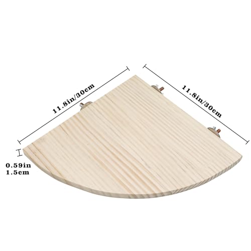 Image of Bird Perch Stand Platform, 11.8 x 11.8 Inch Natural Wooden Small Animals Cage Shelf, Cage Accessories for Parrots Parakeets Cockatiels Rats Hamster Guinea Pig Conure Chinchillas