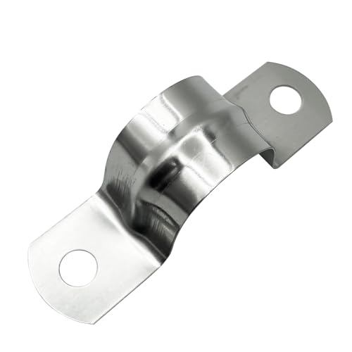 1/2 inches 50Pcs Rigid Pipe Two Hole stainless steel U-shaped pipe card Tension Clips 304 Stainless Steel Heavy Duty Pipe Fasten Holder-Secures Conduit Silver(20MM)
