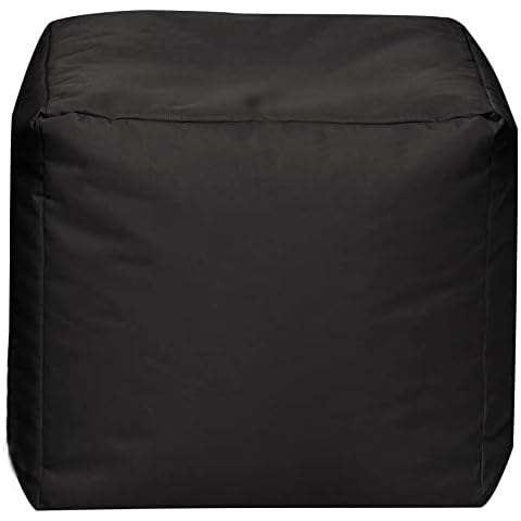 Gouchee Home Cube Brava Pouf Ottoman Foot Rest - Black - Modern Square Bean Bag Chair with Water Repellent Fabric - Floor Pouf for Living Room, Bedroom or Patio - Foot Rest for Indoor and Outdoor Cover