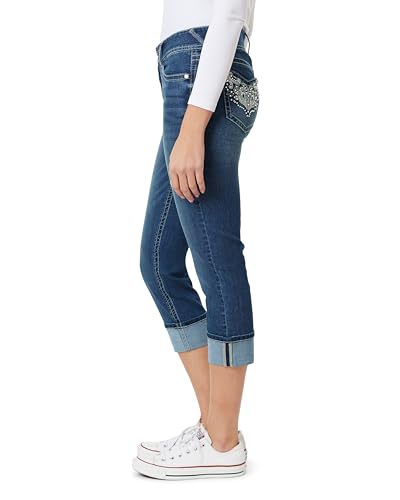 WallFlower Women's Luscious Curvy 23.5" Crop Mid-Rise Bling Insta Stretch Juniors (Standard and Plus)3
