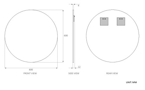 Waterstone Mirrors & Frames LTD 60cm Diameter Circular Round Bathroom Mirror, Unframed, Frameless Bathroom Mirror with Wall Hanging Fixing Hardware