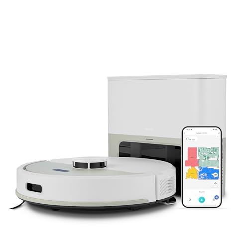 MEDION Robot aspirapolvere con stazione di aspirazione e funzione di pulizia X22 SW+ (navigazione laser, forte potenza di aspirazione 5000Pa, aspirapolvere robot 2 in 1, creazione precisa di mappe