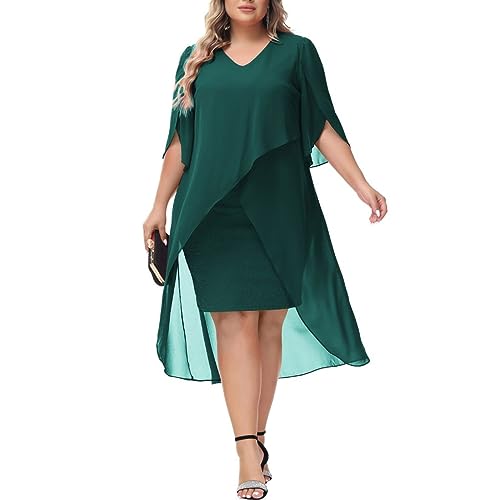 Hanna Nikole Chiffon Festkleider Damen Schöne Midi Kleider für Hochzeit...