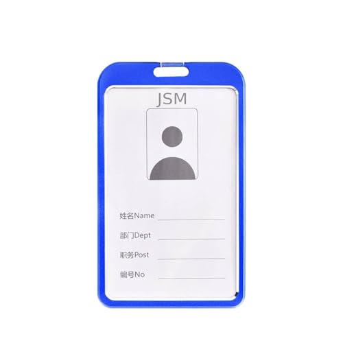 Image of Vertical i- Cards| Hard Metal ID Card Holder /Badge for Office| Compatible with Various Badge Holders, Clips, Lanyards, and Retractable Badge Reels (Pack of 5, Blue)