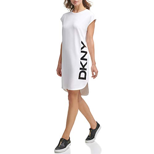 Image of DKNY Women's Sportswear Cap Sleeve Logo T-shirt Dress