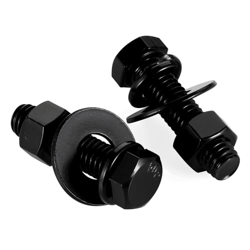 Image of 5 /16-18 x 3 inch Hex Head Screws Bolts, Nuts, Flat & Lock Washers, Fully Threaded, Stainless Steel 18-8, Black Finish, 8 Sets