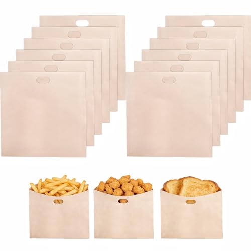 MINGBOLIN 12 Piezas Bolsas Tostadora Sin Gluten,Bolsas para Tostadora Bolsa Tostadora Reutilizable Bolsas para Tostar Pan Sin Gluten Teflón Bolsa Sandwich Tostadora Bolsa Bocadillo（17x19cm）