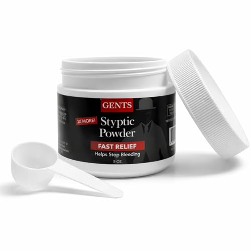 G.B.S Gents Styptic Powder - Quick Stop Bleeding First Aid with Sealed Top & Scoop - Fast Acting Nick Relief for Shaving Cuts Nosebleeds Emergency Kit (5oz