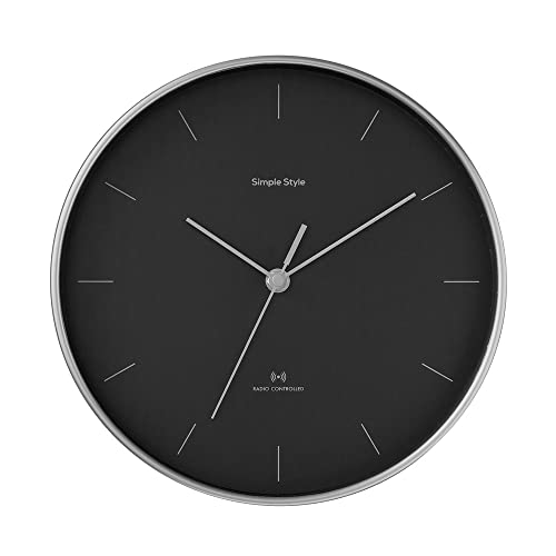 アイリスオーヤマ 壁掛け電波時計 ステップ秒針 直径25cm 全6カラー アナログ 電波 掛け時計 ACR01-25-B ブラック