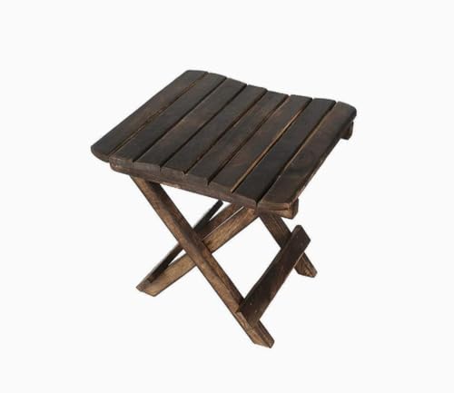 Image of Wood Polished And Furnished End Table /Stool With Antique Polish Multipurpose Coffee Stand Table (Square, 12 Inches)