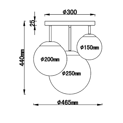 GLOBO Decken Leuchte Wohn Ess Zimmer Beleuchtung Kugel Glas Lampe satiniert 3-flammig 1581-3DR