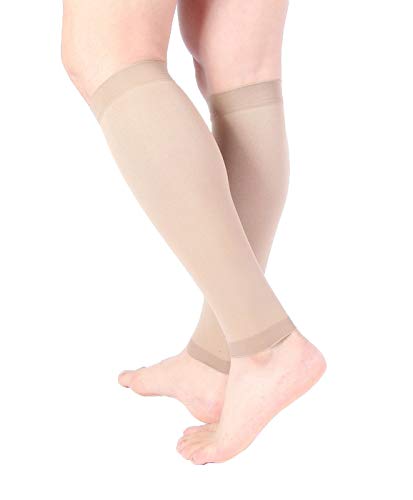 Image of Premium Calf Compression Sleeve 1 Pair 20-30mmHg Strong Calf Support Graduated Pressure for Sports Running Muscle Recovery Shin Splints Varicose Veins Doc Miller (Tan Skin, X-Large) | Graduated Support for Running, Shin Splints, Calf Strain, Knee High, Small to 6XL Plus Size