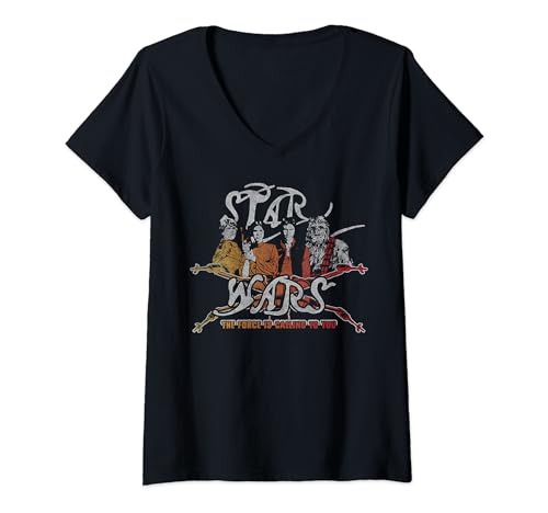 T-shirt Star Wars avec col en V flatteur et grand imprimé graphique coloré