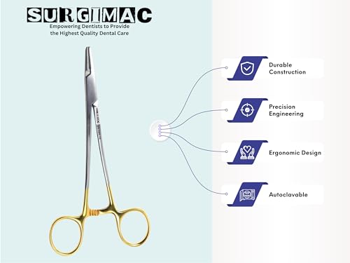Image of SurgiMac 6.5 inch Locking Needle Holder Forceps - Crile-Wood Design for Medical, Ortho, and Veterinary Use - Stainless Steel Tool with Serrated Jaws