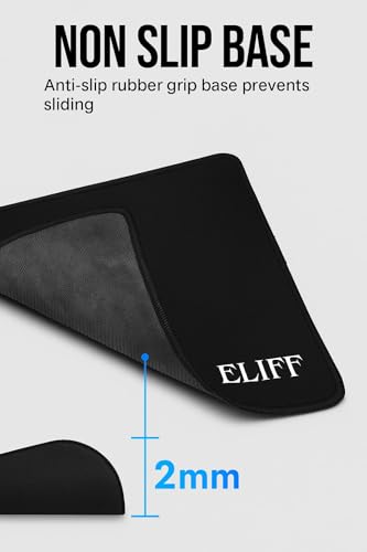Image of ELIFF Jade Black Mouse Pad with Stitched Edges, 230 x 190 mm, Non-Slip Base, Washable, Black