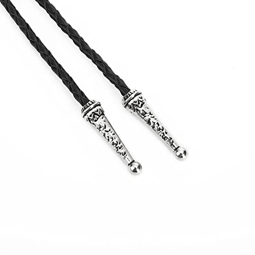 Cravate Pendentif Plume Turquoise en Cuir Tressé Style Western