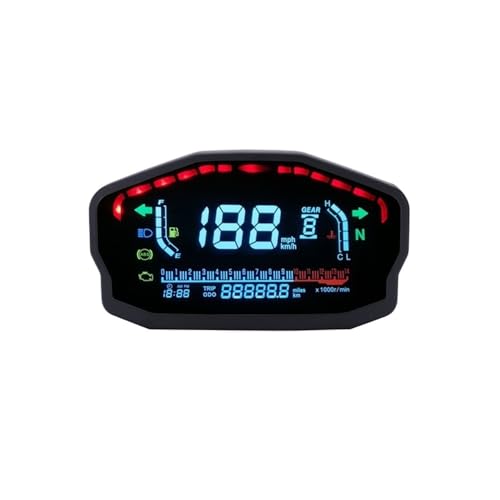ゲージ オドメーター タコメーター オートバイユニバーサルLEDスピードメーターデジタルバックライト走行距離計1-6速シリンダー4走行距離計スピードメーターデジタル