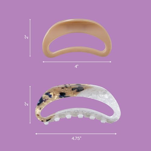 Conair Luxe Large Open-Center Claw Clips 2PK, Strong Hold Hair Clips for Women, Modern Cute Hair Clips/Cute Claw Clips, Lightweight & Durable, All Hair Types, Neutral Solid & Tortoise Finish - image 4