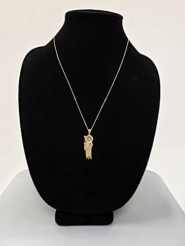 La Blingz 10K Tri-Color Gold Saint Jude Cz Pendant Necklace (18" Necklace) #TOP1