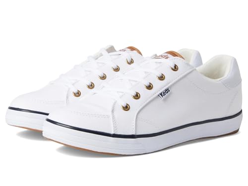 Keds Center 3 Lace Up, Sneaker Womens, White/Navy Canvas, 10 Medium