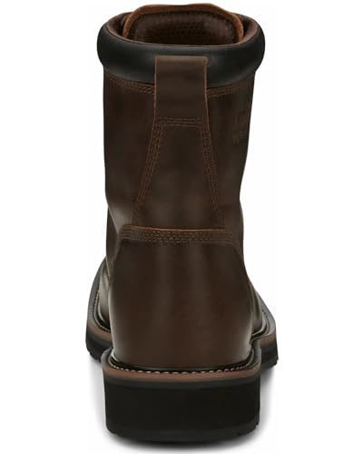 Justin Pulley 8" Work Boots for Men - Square Toe Full-Grain Leather Upper with Oil- and Slip-Resistant Rubber Outsole, EH-Rated4