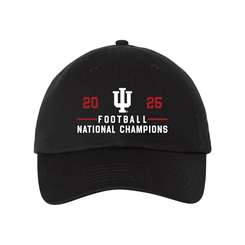 UGP Campus Apparel HT950G - Indiana Hoosiers 2025 Football Champions Simple Path Bio-Washed Classic - CFP Dad Hat - One Size - Black