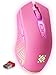 Defender® Pandora Kabellose Gaming Maus - Geräuschlose Klicks - 5 programmierbare Tasten - RGB-Beleuchtung(On/Off) - bis zu 120 hrs Akkulaufzeit - Wireless Gamer Maus für PC, Mac, Laptop, Rosa